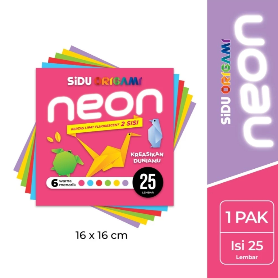 

SIDU - Kertas Lipat Neon Origami 2 Sisi 16x16 Cm 6 Warna