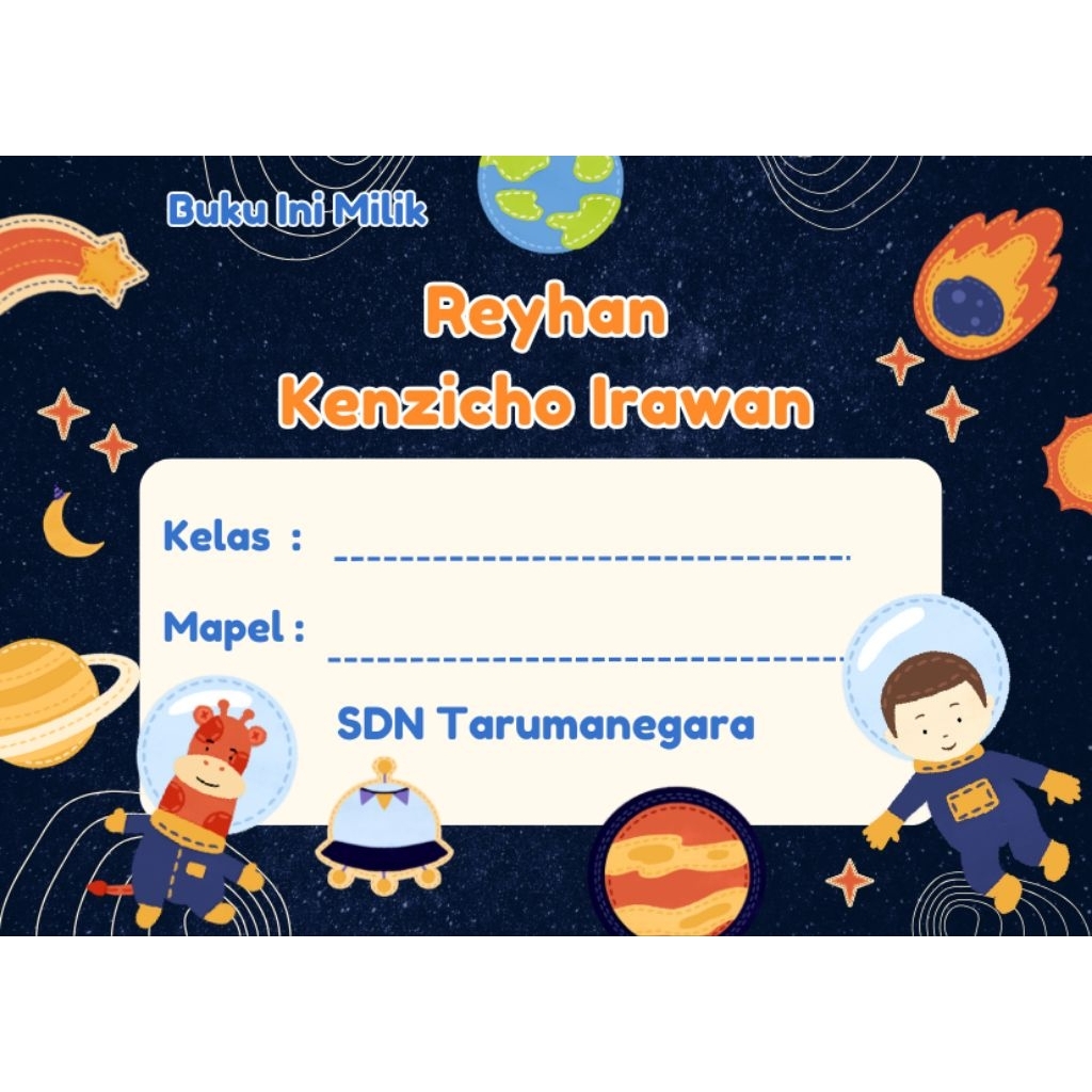 

Stiker label buku tulis/ buku pelajaran bisa custom nama