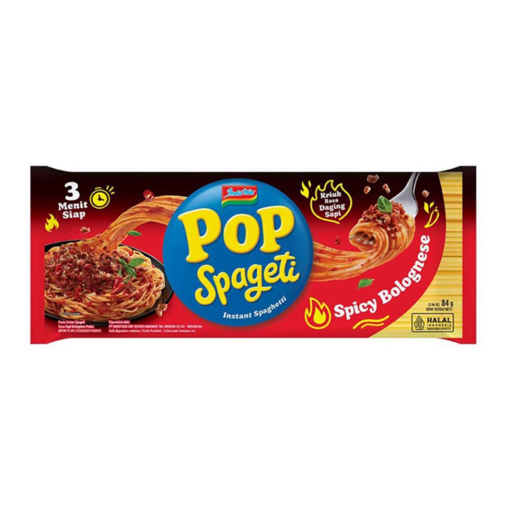 

[ 6 Pcs ] Indomie Pop Spageti 84gr / Spicy Bolognese / Spicy Carbonara