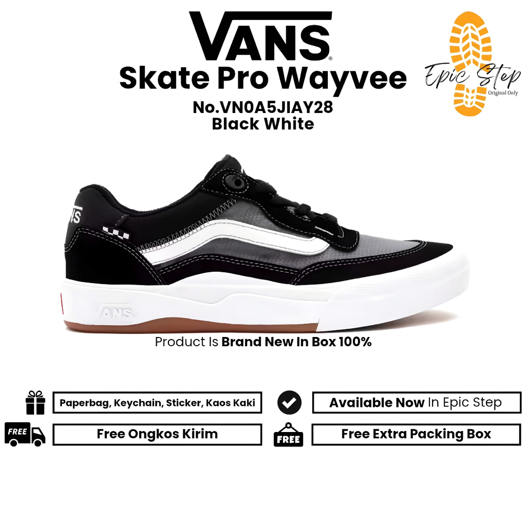 Sepatu Vans Skate Pro Wayvee Black White Original