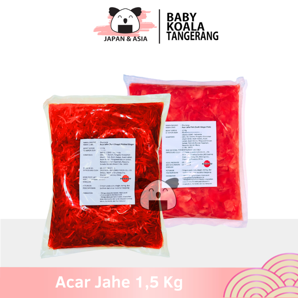 

GARI PINK & BENI SHOGA Acar Jahe Pink 1 Kg Halal │ Gary Import Ginger Pickled for Sushi │ Acar Jahe -BKT