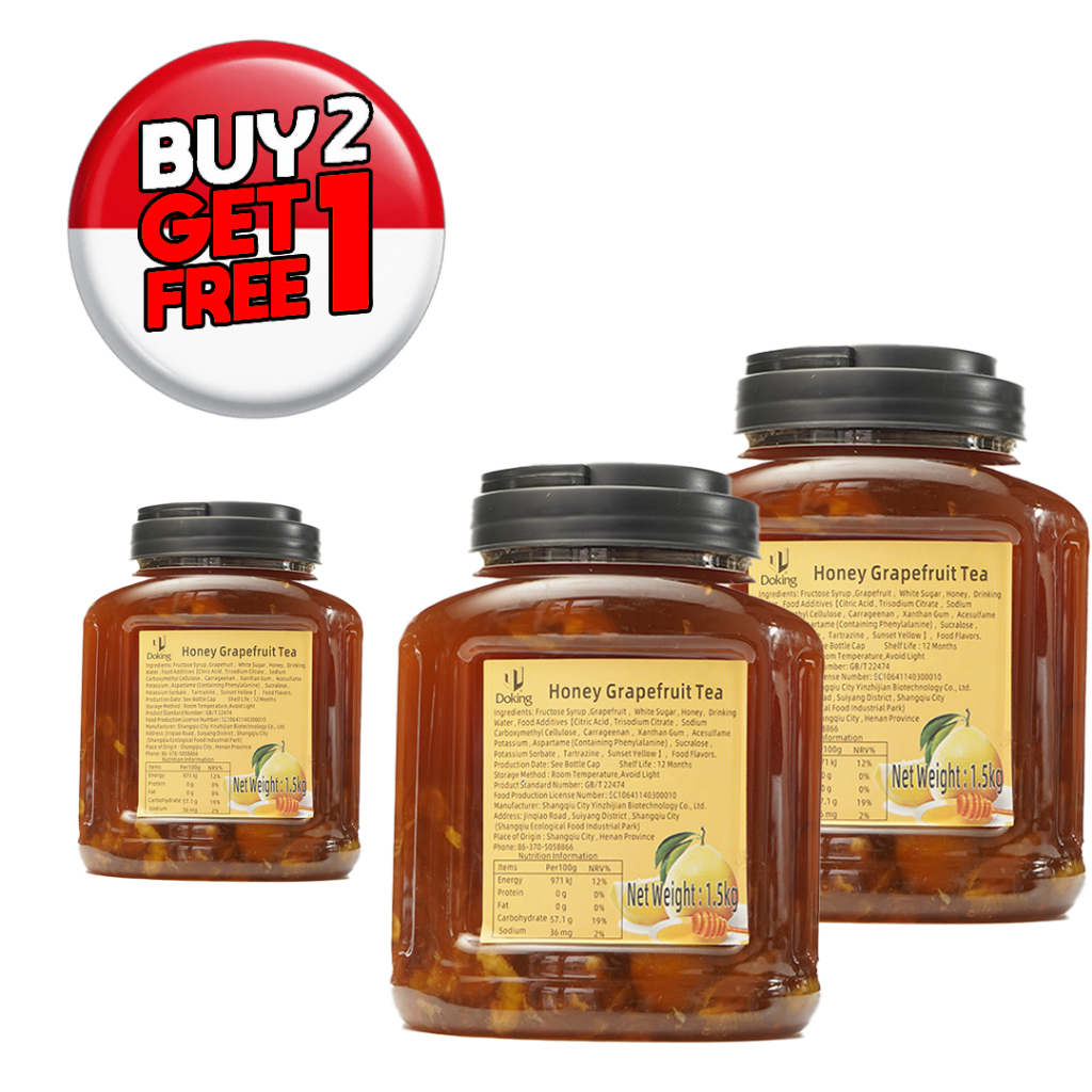 

PROMO KEMERDEKAAN BELI 2 GRATIS 1 - Doking Honey Grape Fruit Tea Jam @1.5kg x 3 jar