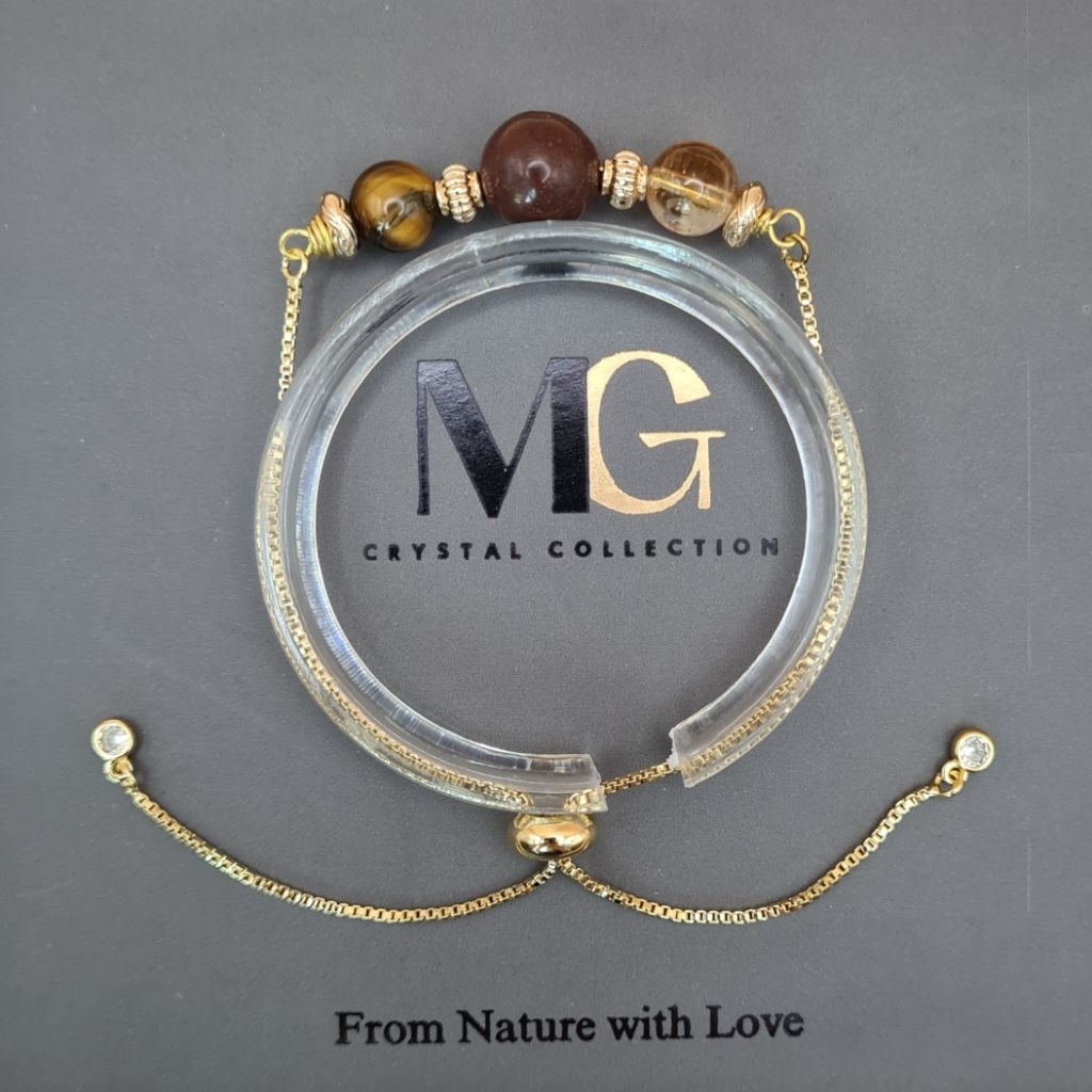 Make a Wish - Gelang Gold Chain & Silver Chain: Confidence - Red Jasper, Tiger's Eye, Citrine