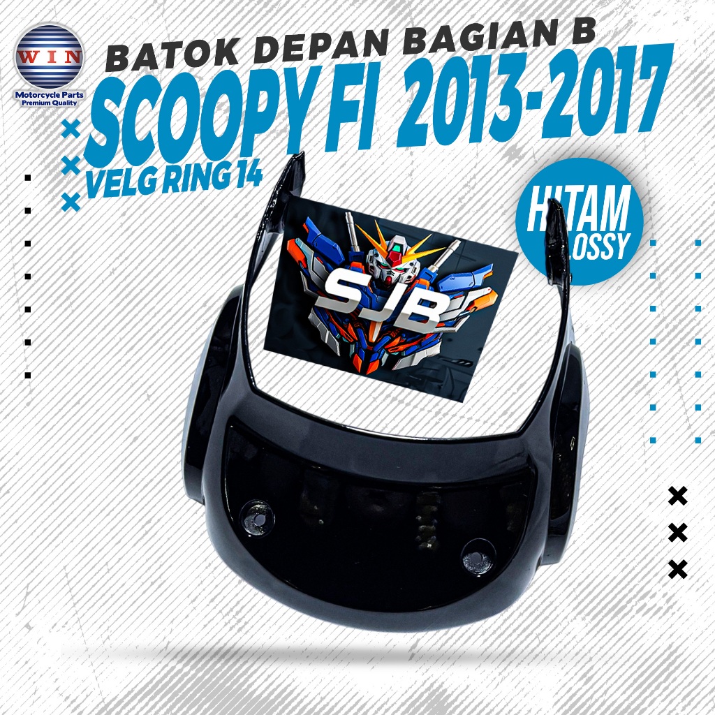 WIN BATOK DEPAN TOTOK DEPAN KAP LAMPU DEPAN ATAS SCOOPY FI 2013 2014 2015 2016 2017 (HITAM)