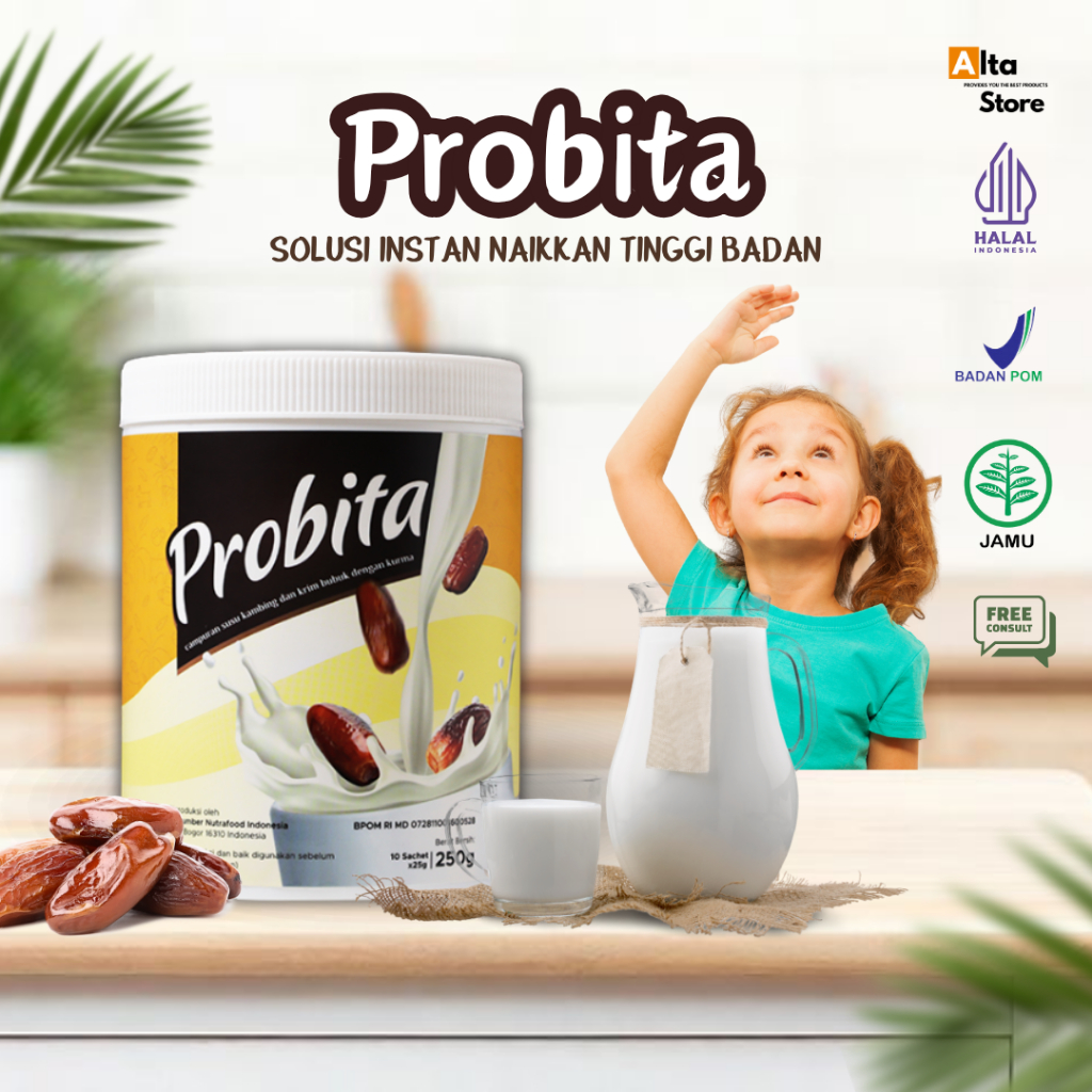 

Probita - Susu Kambing Etawa Ekstra Kurma Ajwa Asli Untuk Suplemen Peninggi Badan Tanpa Pengawet Rendah Gula 250gr 100% Original
