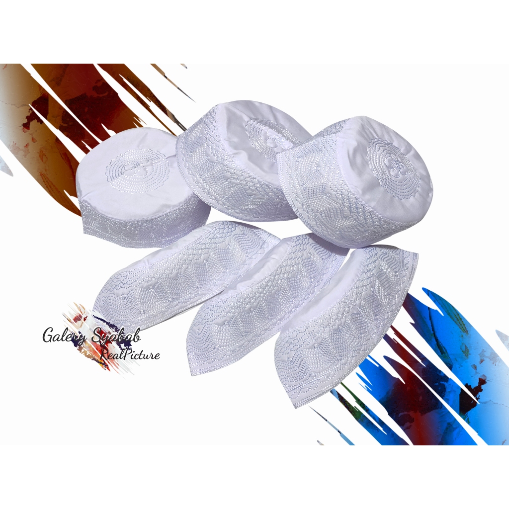 Peci Madinah pendek dan tinggi peci putih motif