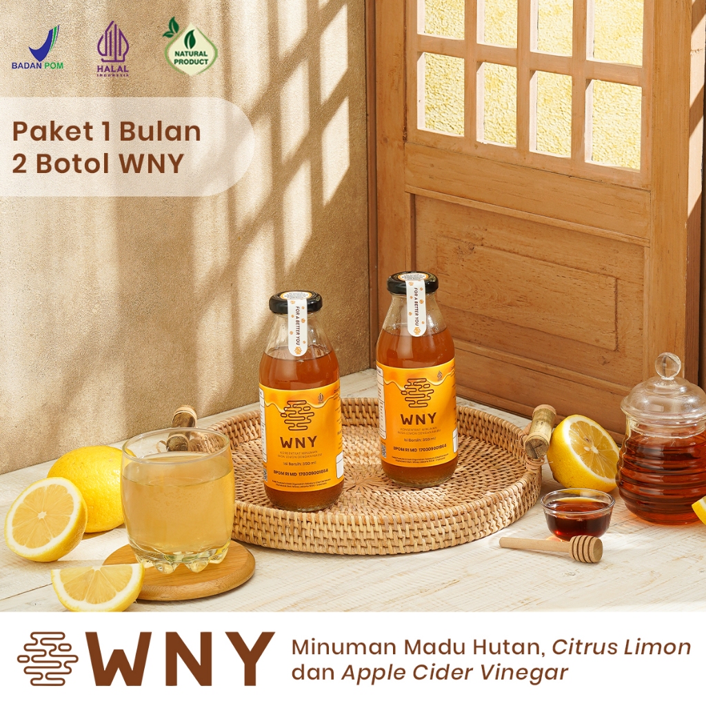 

WNY Paket 1 Bulan 2 Botol Minuman Madu & Lemon & Cuka Apel | BPOM | HALAL