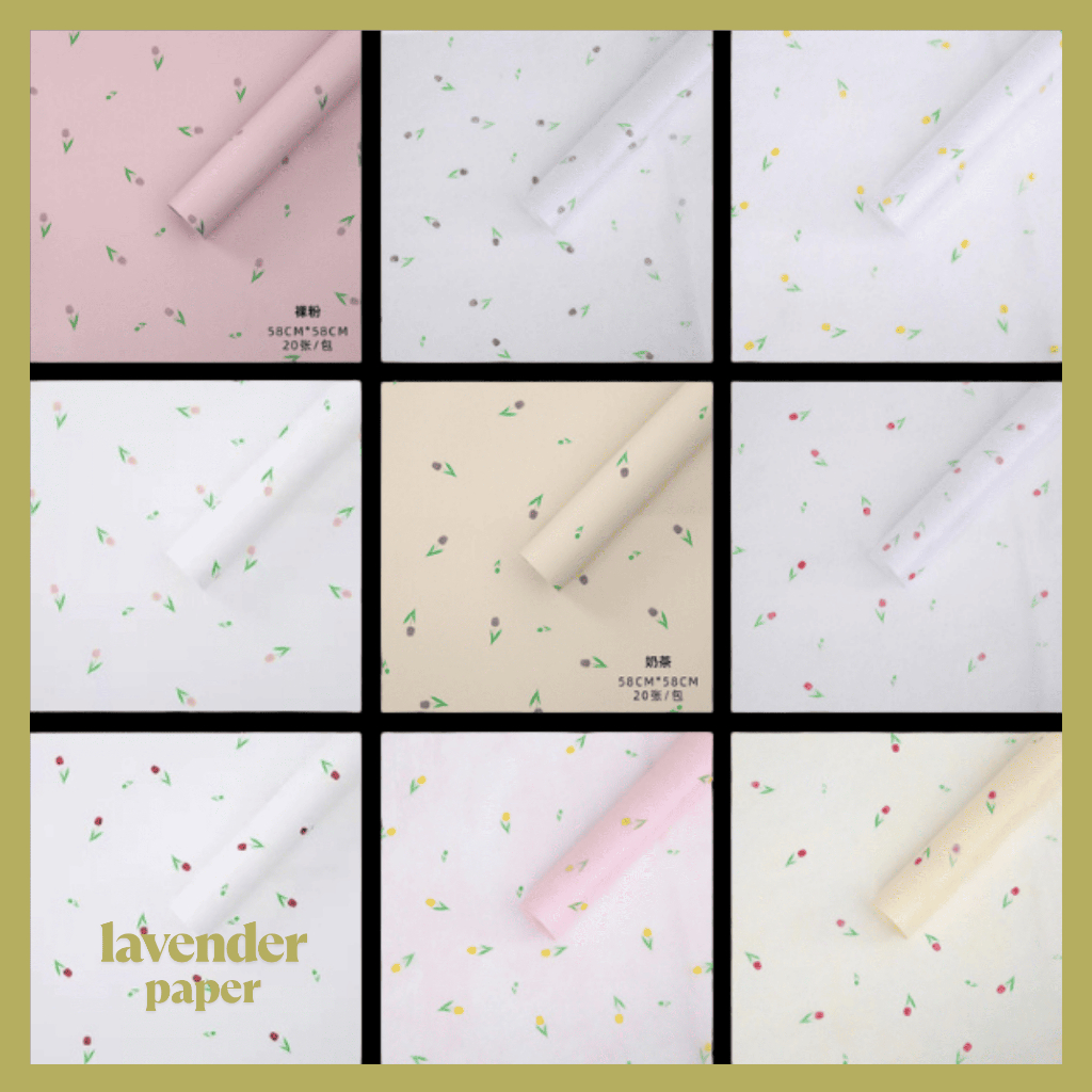 

20 LEMBAR Kertas Buket Bunga Plastik Flower Wrapping Tulip Cellophane Waterproof KB113