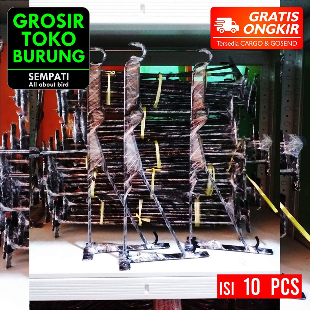 SEMPATI GROSIR GANTUNGAN BESI SANGKAR BURUNG TEMPEL DOUBLE 45 CM ISI 10 GANTUNGAN CANTOLAN KANDANG M