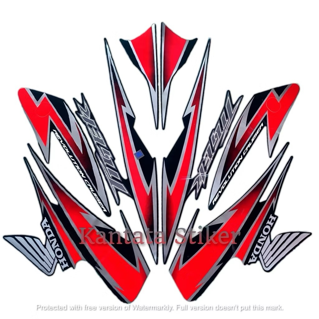 STIKER STRIPING LIS LES BODY MOTOR TIGER REVO 2012 warna merah hitam silver STANDAR FULL SET