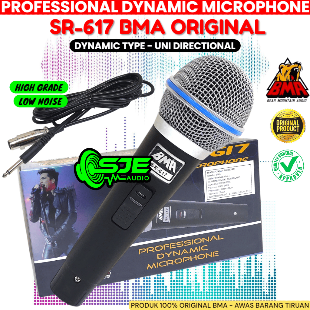 MIC MICROPHONE BMA SR617 KABEL DYNAMIC MIK BMA SR 617 SR-617 VOCAL VOKAL KARAOKE ORIGINAL ASLI ORI