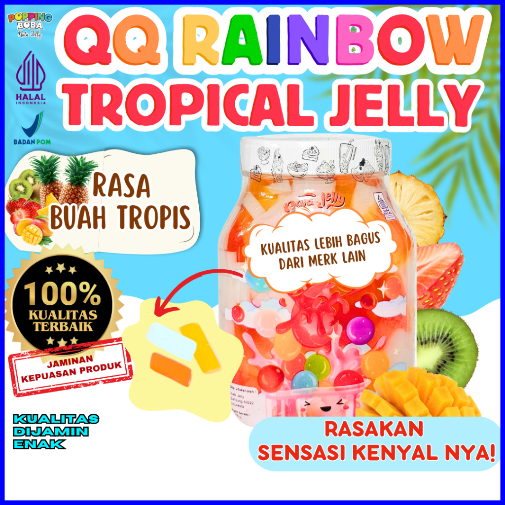 

QQRainbowJellyKonyakuToppingMinumanKombinasi OMURA Bubuk Minuman Powder Drink - Tropical Jelly Buah Tropis 500 Gram | Cocok Untuk Semua Jenis Minuman