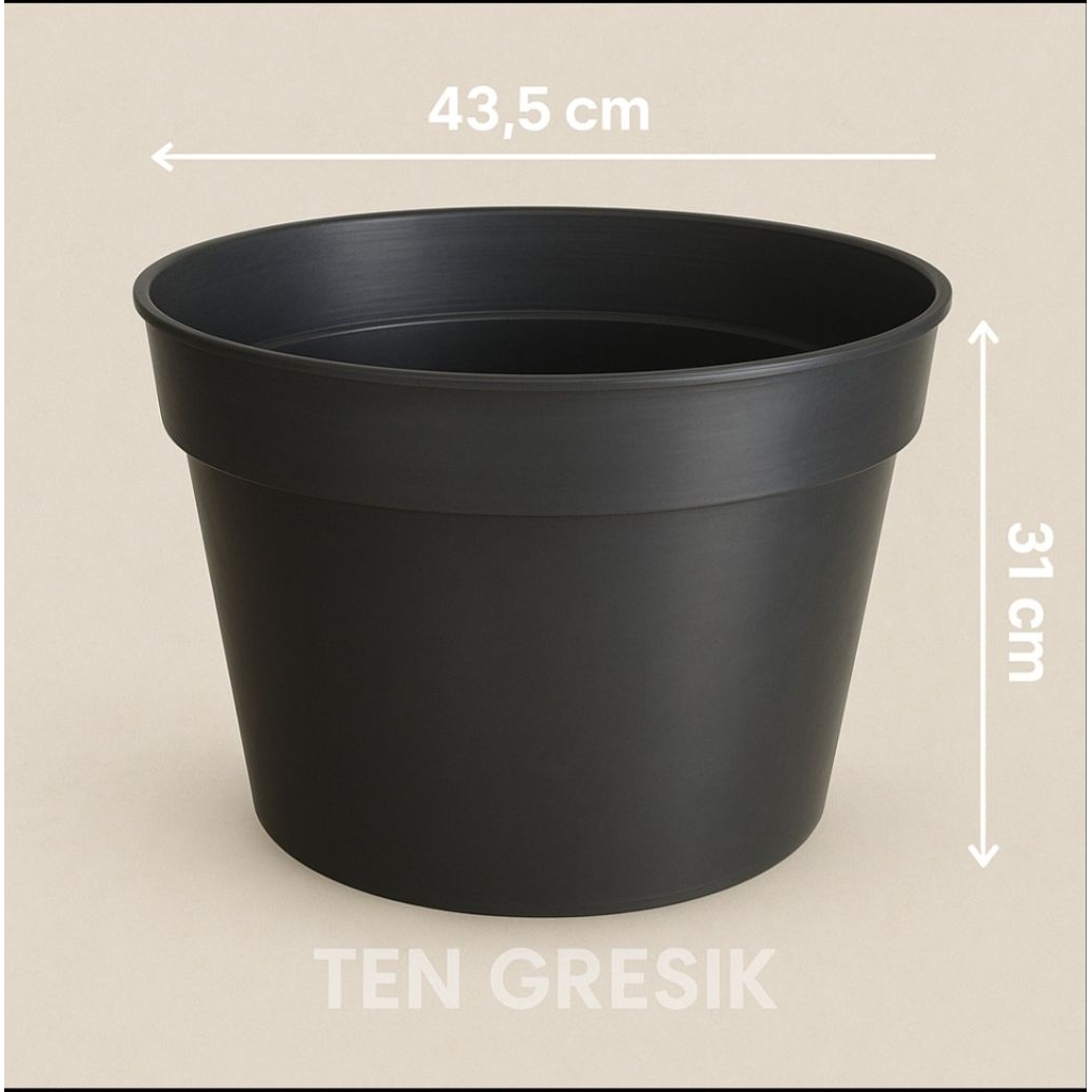 Pot Bunga Ukuran 48 Warna Hitam Merk Eko / Pot Jumbo / Pot Kembang Jumbo / Pot Bunga Besar