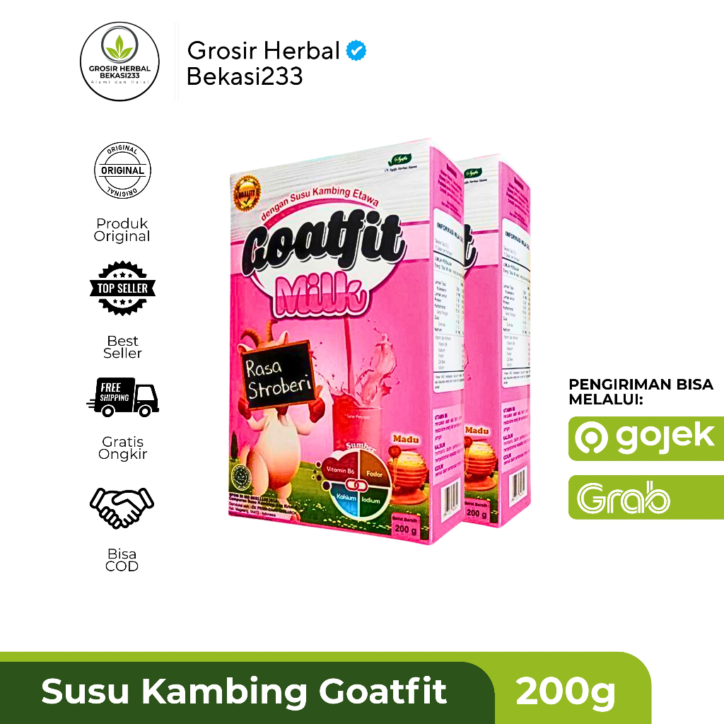 

Goatfit Milk Stroberi Susu Kambing Plus Royal Jelly/Susu Kambing Rasa Stroberi