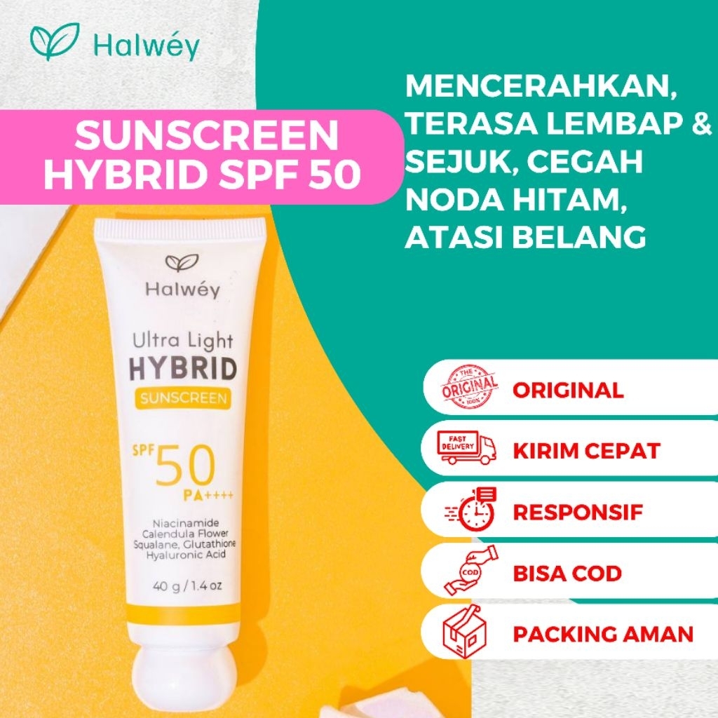 [FREE GIFT] HALWEY HYBRID SUNSCREEN SPF 50 HALAL BPOM