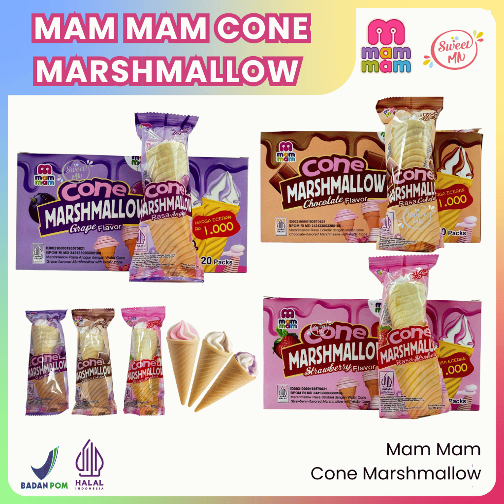 

Mam Mam Cone Marshmallow Anggur | Coklat | Stoberi