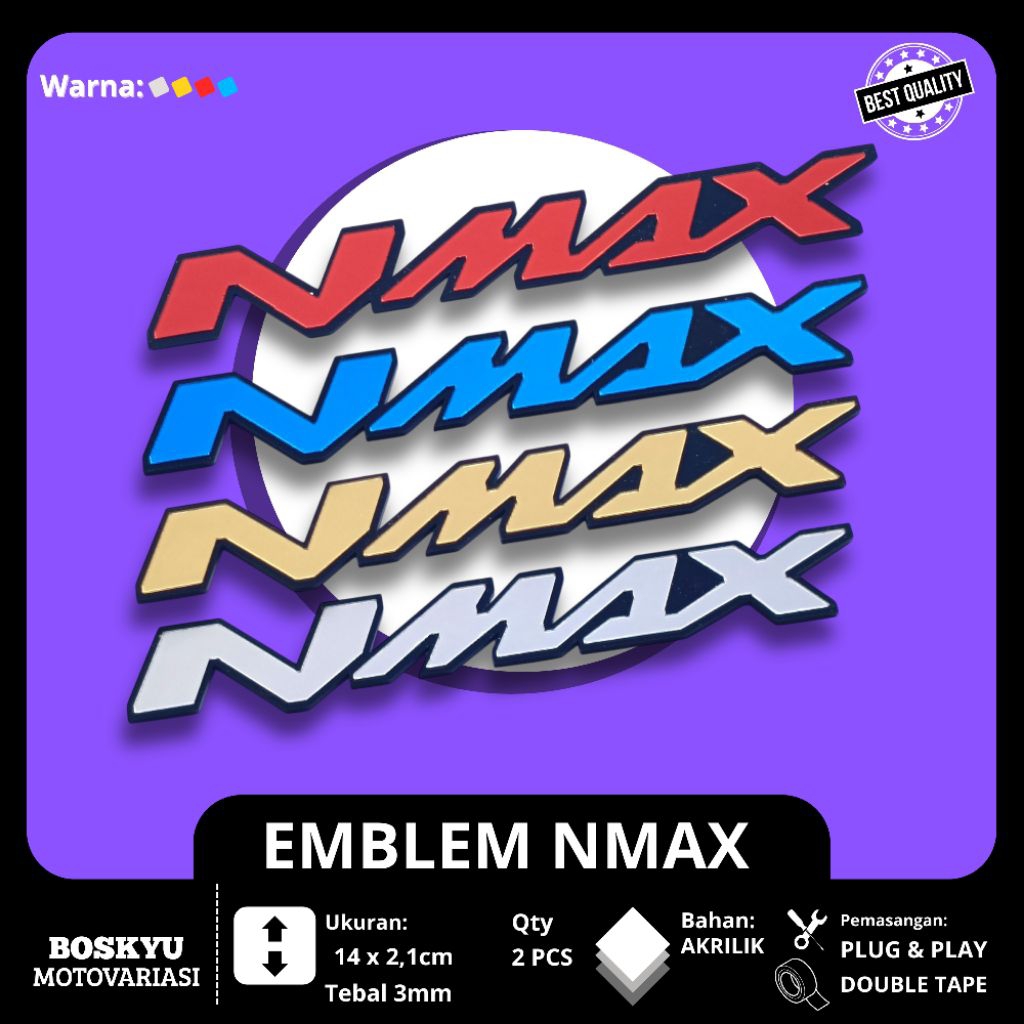 Emblem Yamaha NMAX 155 New LED Old / Logo Stiker Timbul 3D Bahan Akrilik Mirror Sepasang Kanan Kiri