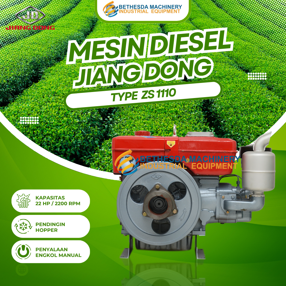 Diesel Engine Jiangdong ZS 1110 Mesin penggerak 22Hp / 22 PK Hopper