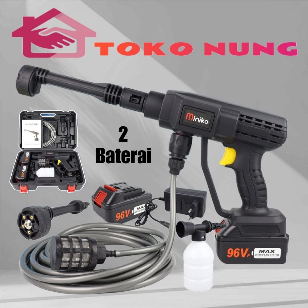 JET STEAM MINIKO PRO 96VF CORDLESS BARU NEW MESIN CUCI MOBIL AC PORTABLE MINIKO PRO 96VF SET