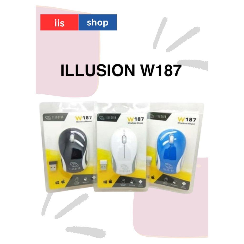 Mouse Wireless ILLUSION/ILLUPRO W187 - Mini Portable Optical 2.4G USB Nano Receiver Dongle