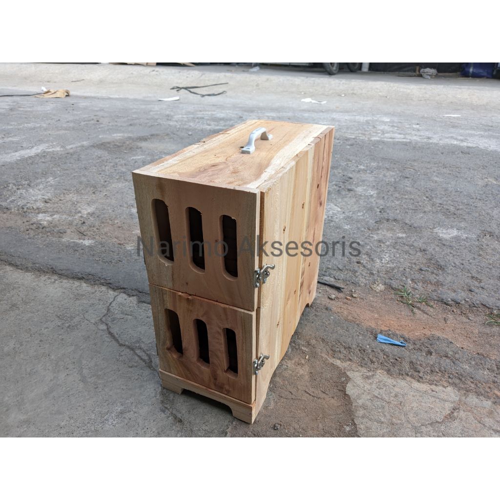 Box kayu kandang sangkar merpati falk tas burung kayu tingkat 2 ruang