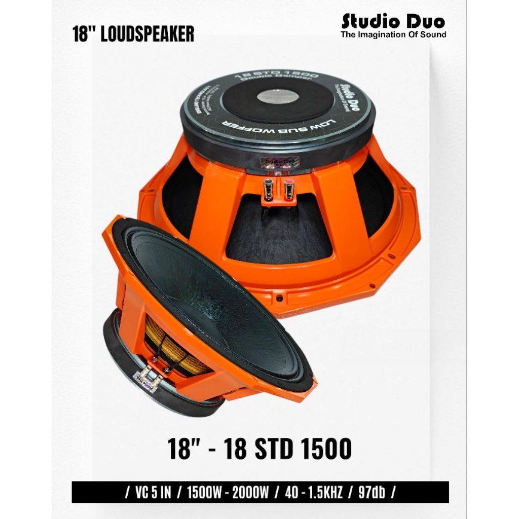 Komponen Speaker / 18 Inch / Studio Duo 18STD1500 / VC 5 IN / STD 18 STD 1500 18 STD1500 / 97 dB - R