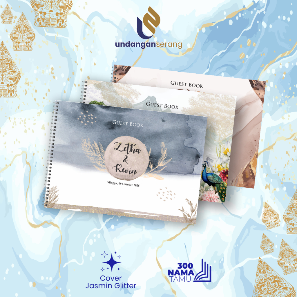 

Buku Tamu Softcover Guest Book Bahan Jasmin Gliter isi 300 Nama Termurah
