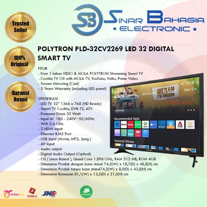 POLYTRON PLD-32CV2269 LED 32 DIGITAL SMART TV (NEW KHUSUS BANDUNG)