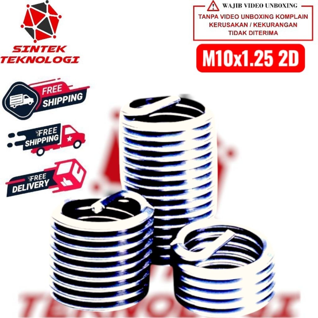 Recoil Helicoil M10x1.25 2D Pas Untuk Reparasi Baut Kunci 14 Otomotif