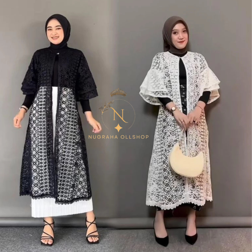 OUTER BROKAT MALIKA PREMIUM LENGAN RUFFLE /OUTWEAR WANITA MUSLIMAH TERBARU KONDANGAN