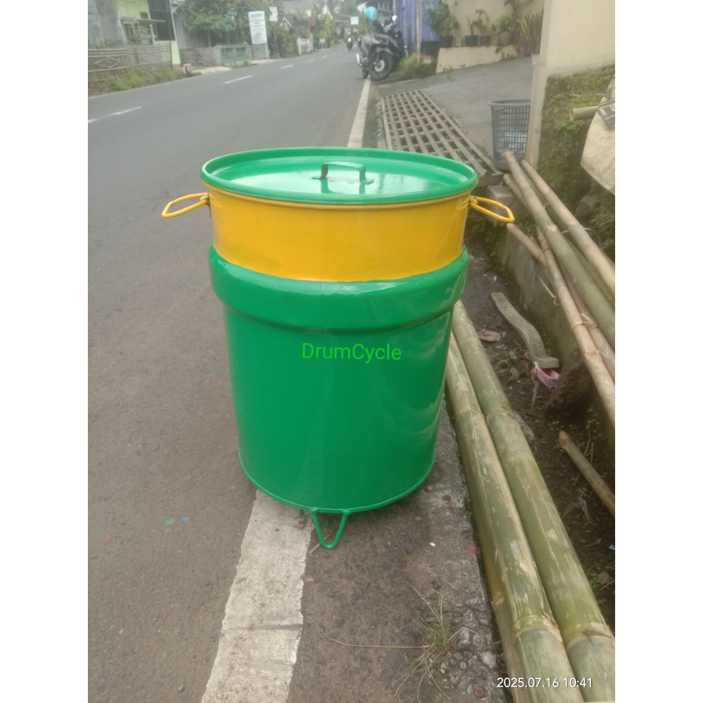 Tempat sampah, Tong sampah Besi 50 Liter dengan Kaki Penyangga