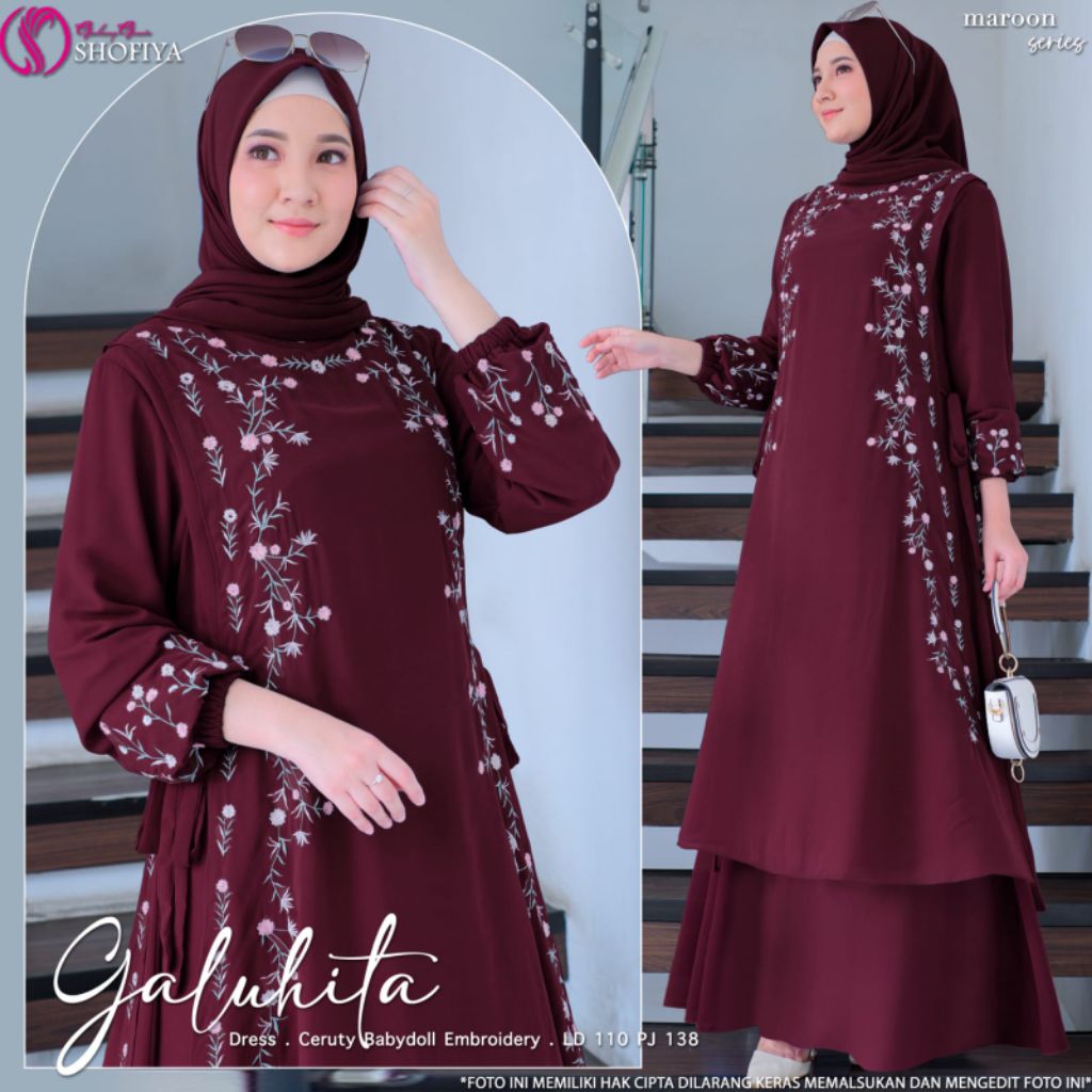 (NEW) GAMIS DRESS  GALUHITA BY SHOFIYA // SIZE STANDAR & JUMBO WANITA FASHION MUSLIM //ARAFA - DELIA