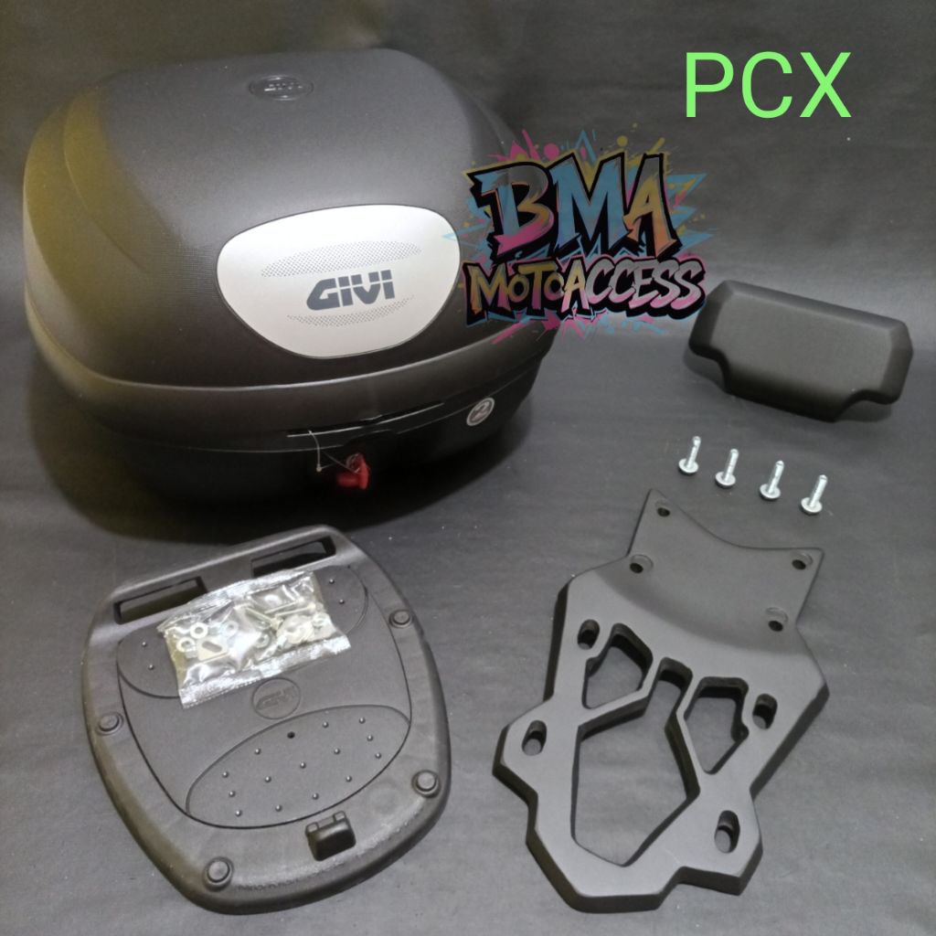 BOX GIVI E33NX & BREKET BOX+BACKREST - PCX 150/160 / PAKETAN BOX GIVI E33 NX - PCX