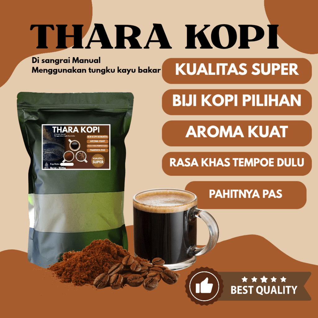 

{1 KG Bubuk Kopi Hitam Robusta} - Bubuk Kopi Kualitas Super, Aroma Kuat, Pahitnya Pas & Nikmat, Kemasan Mewah Rapi Aman! Khas Bondowoso
