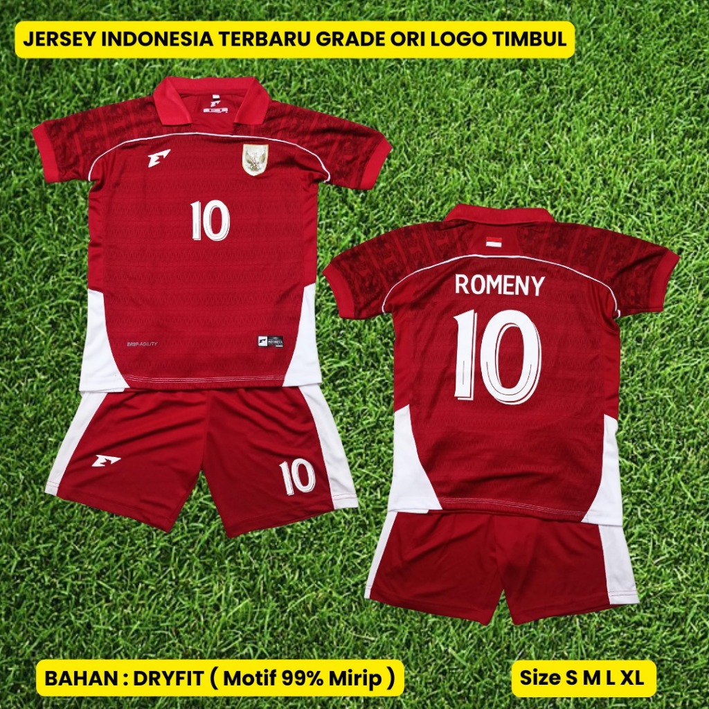 Jersey Timnas Indonesia Anak Home 2025   Logo Timbul - Setelan Anak Timnas Indonesia - Motif Sama De