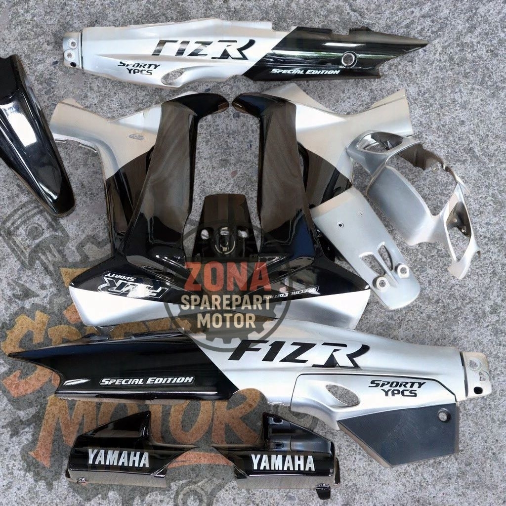Cover Body Bodi fullset Yamaha fiz r F1z R Fis R Marlboro special edition warna silver hitam