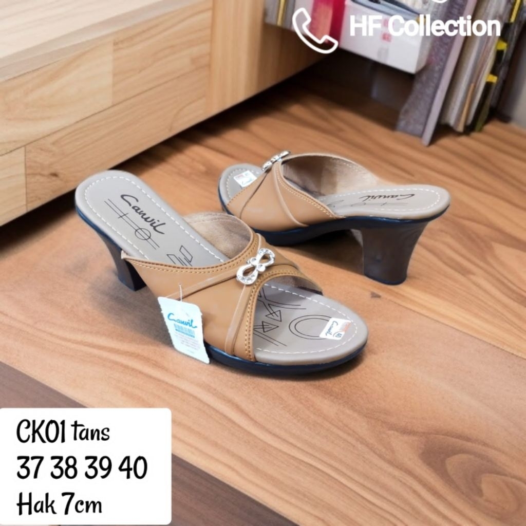 Sanda Sepatul High Heels Carvil Wanita by HF Sandal Selop Hak Tinggi 7 cm Size 37-40 Sendal Pesta Ko