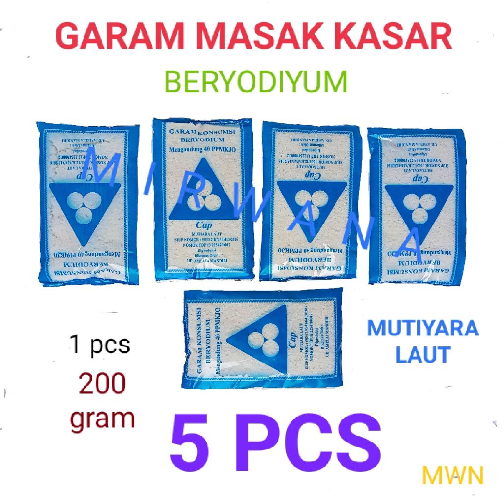 

(200gram x 5 PCS) GARAM KONSUMSI KASAR BERYODIM/BERKUALITAS