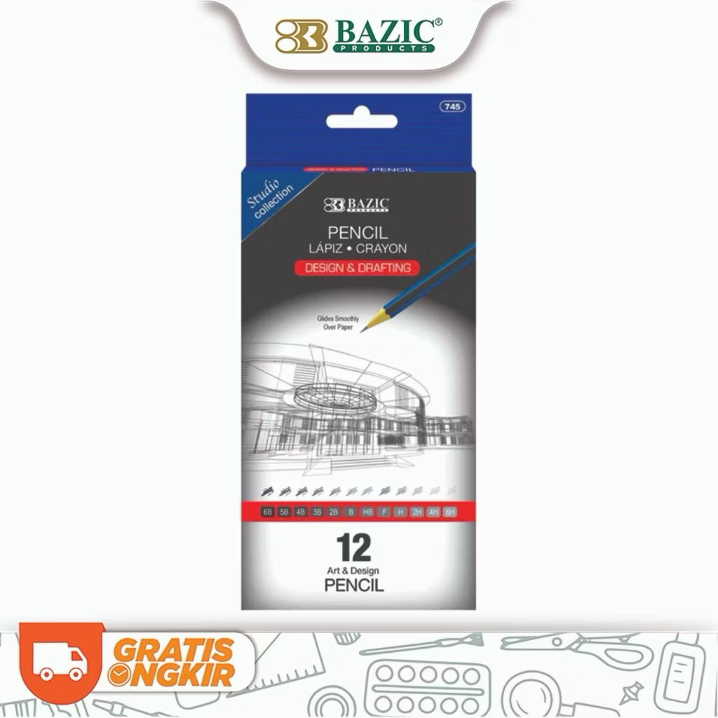 

Pensil Gambar / Design / Drafting / Sketch Pencil Bazic 6H 4H 2H H F HB B 2B 3B 4B 5B 6B Complete