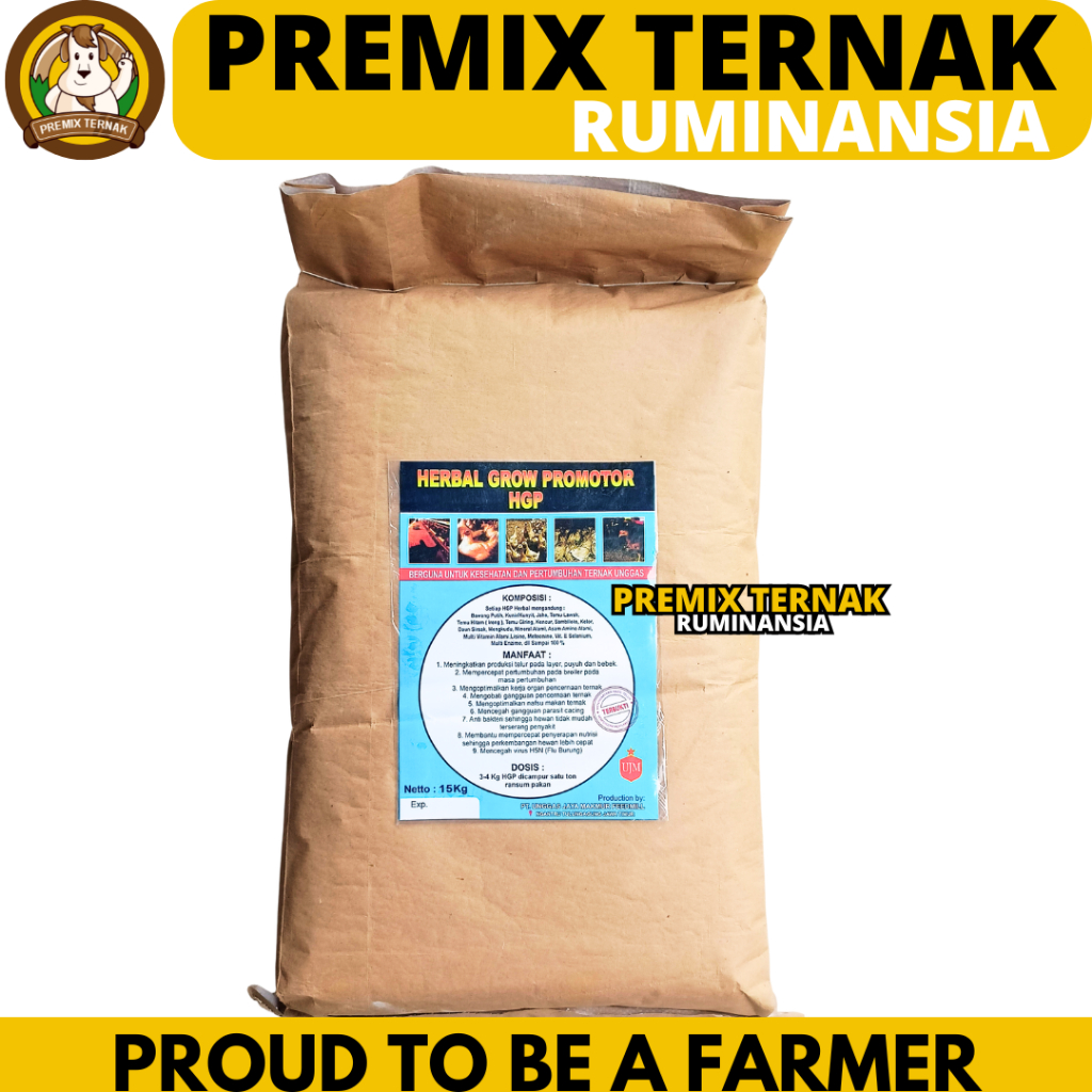 PREMIX HERBAL GROW PROMOTOR HGP 15 KG (1 SAK) UNGGAS JAYA - HGP Herbal Growth Promotor