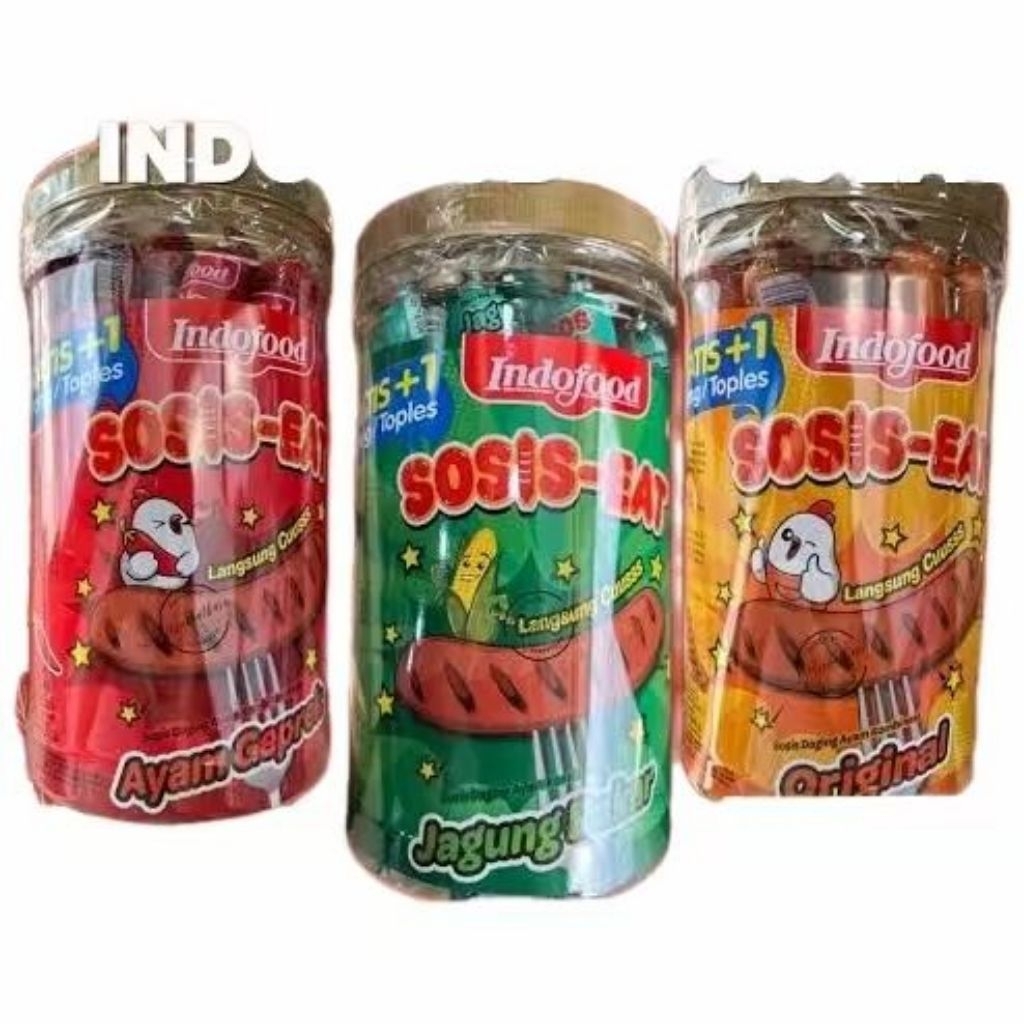 

INDOFOOD SOSIS EAT SIAP MAKAN RASA JAGUNG BAKAR | AYAM GEPREK | ORIGINAL TOPLES NETTO 17 + 1 PCS