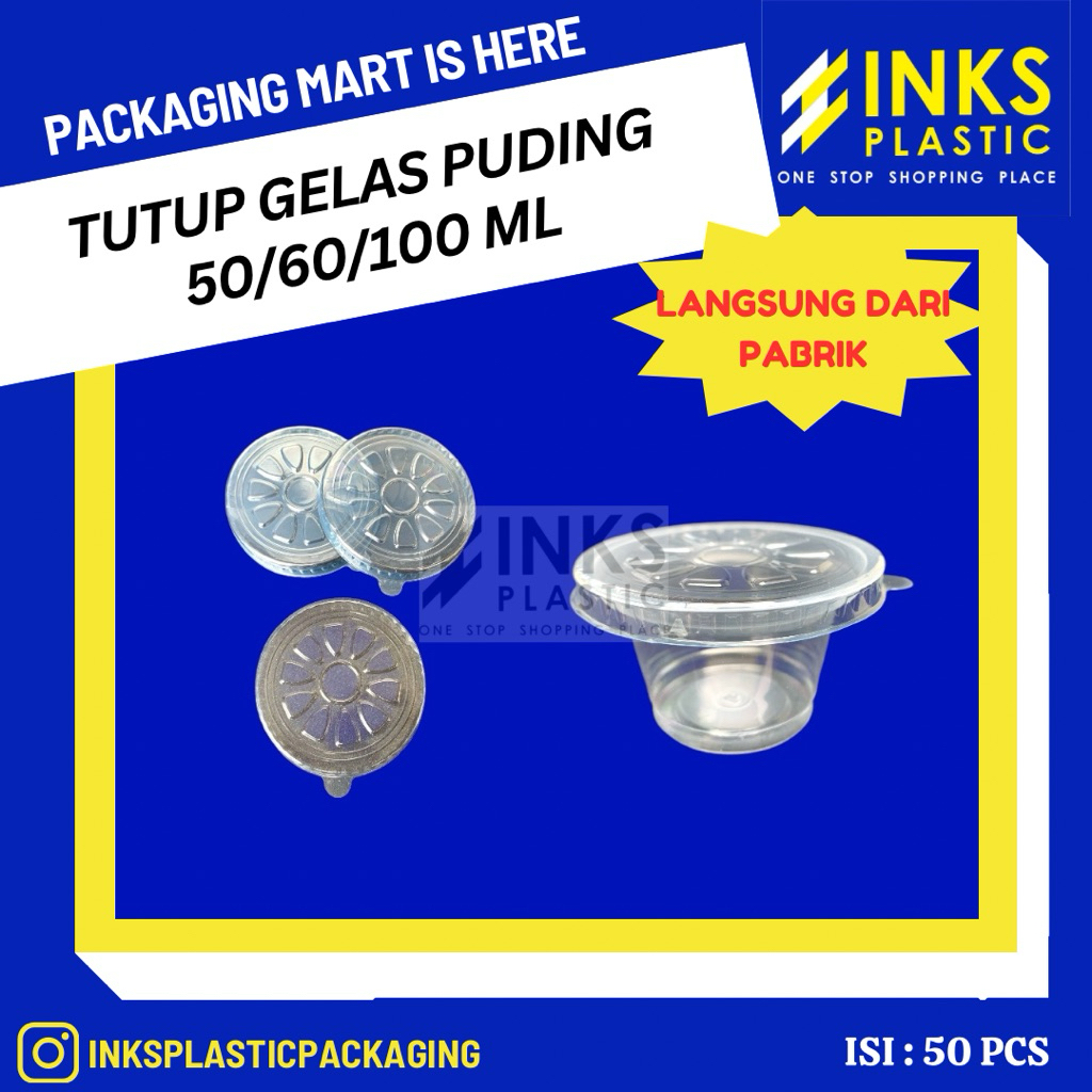 TUTUP GELAS PUDING AGAR JELLY LID CUP 50 ML 60 ML 90 ML 100 ML (50 PCS)