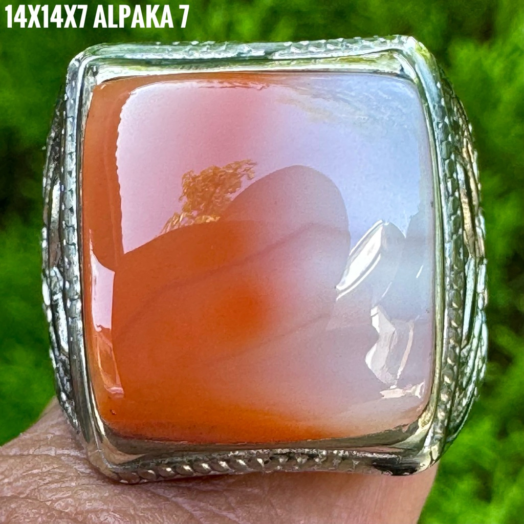 Cincin Batu Akik Natural Baturaja Merah Putih