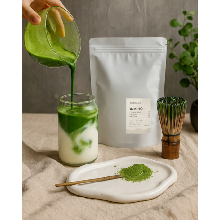 

Homelab Washo 100% Organic Pure Ceremonial Grade Matcha Powder - Bubuk Minuman Matcha 100g