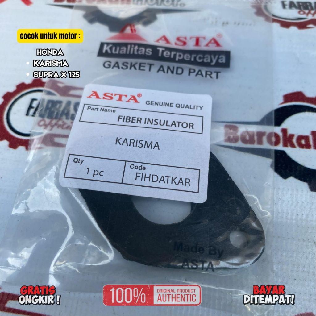 FIBER INSULATOR PACKING EBONIT MANIPOL KARBULATOR MOTOR HONDA KARISMA SUPRA X 125