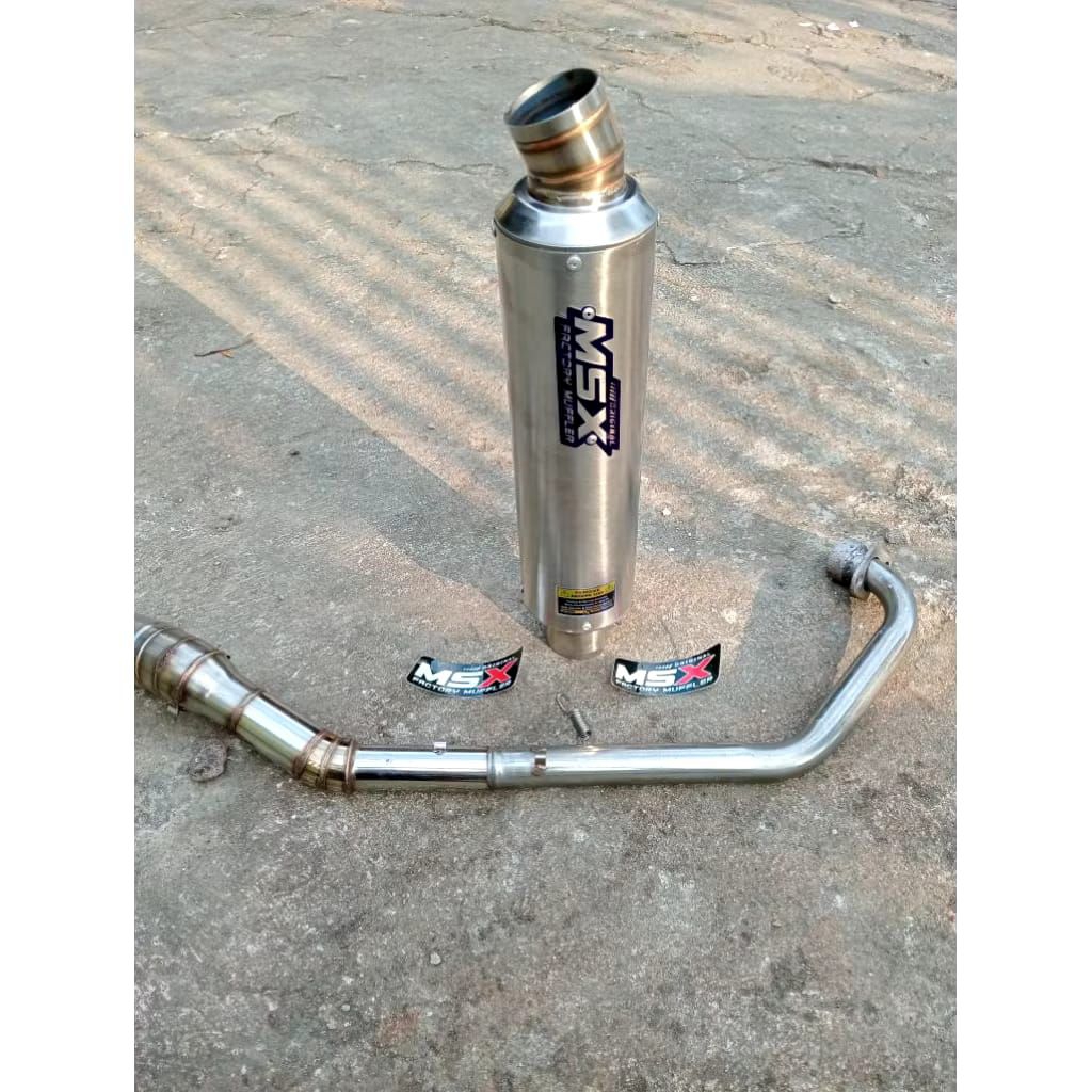 Knalpot original msx emblem blue titanium dos gp5 buat motor satria Fu Vixion CBR new faslif MP cb g