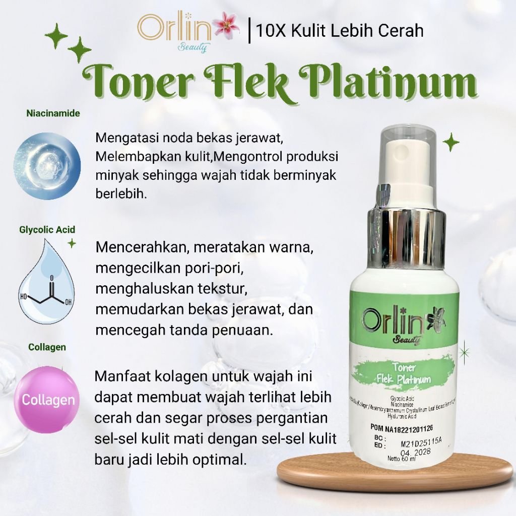 Toner Flek Platinum Orlin Beauty/ORLIN BEAUTY/ EFERORLIN BEAUTY/ FLEK PLATINUM/ SKINCARE