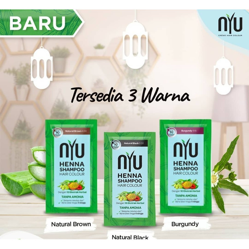 [BOX ISI 4] NYU Henna Shampoo Hair Colour Sachet