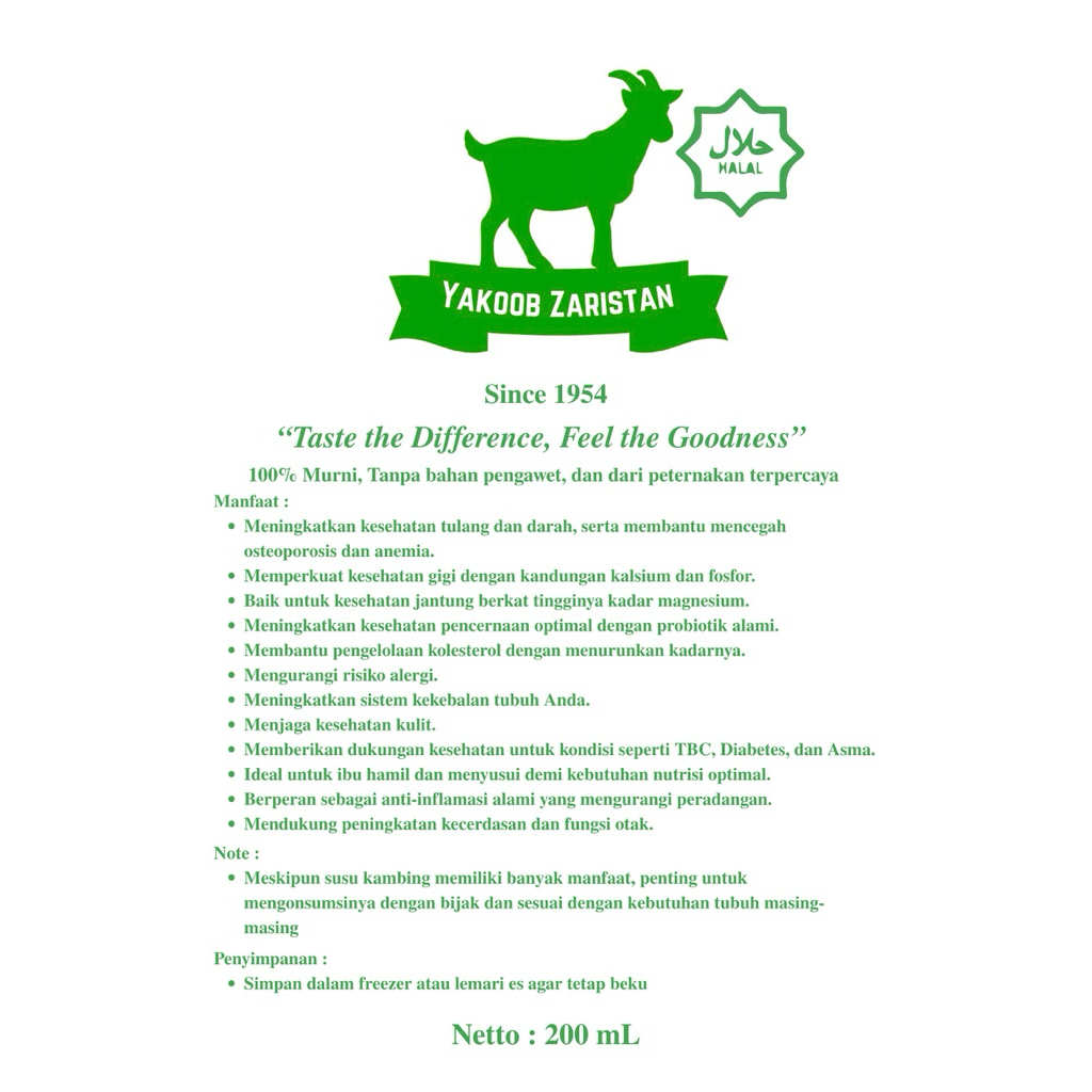 

Susu kambing murni frozen