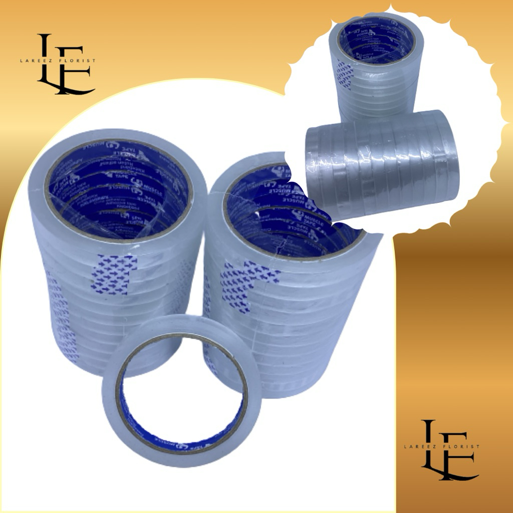 

[Size 1/2 inch (12mm) x 72 yard] Isolasi/ Solasi/ Solatip/ Tape Bening Transparant untuk Money Snack Flower Bouquet Bucket Bunga Uang